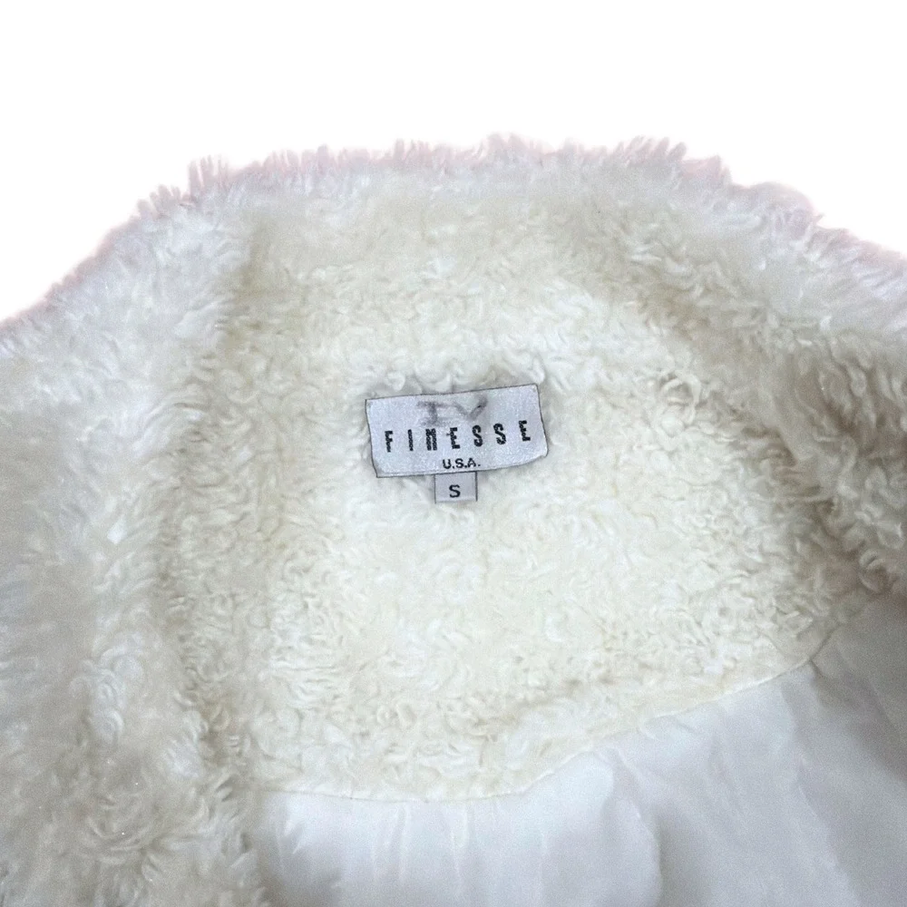 Y2K Finesse USA White Corduroy Sherpa Lined Jacket Women's Size S - Picture 3 of 3